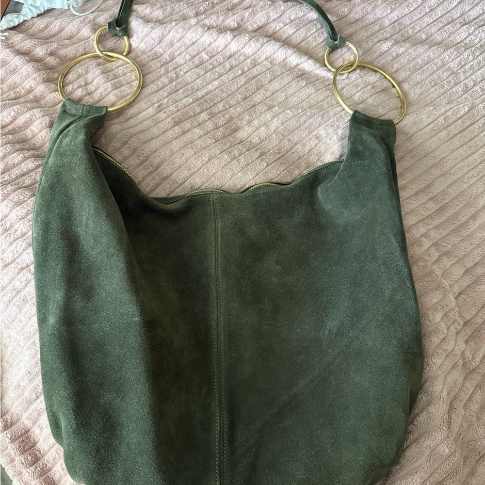 Elegant Green Suede Hobo Bag